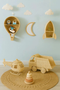 New Design Natural Woven Rattan Hot Air <b>Balloon</b> Wall Shelf Display Rack for Baby Room Nursery Hotel Decor From WholeSale Vietnam - Product Image 6