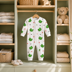 Mameluco de Bambú de Manga Larga para Bebé |   Protector de barbilla con cremallera bidireccional, puños elásticos, estampado Woodland, transpirable, unisex, para todas las estaciones, suave - Product Image 4