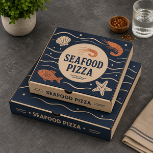 Boîte d'emballage alimentaire jetable écologique biodégradable sur mesure, en papier kraft ondulé épaissi, forme carrée, pour pizza - Product Image 1
