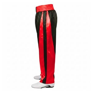 Pantalon d'entraînement MMA avec panneaux latéraux rouges, équipement de kickboxing, bas de tenue professionnel en satin durable pour arts martiaux - Product Image 3