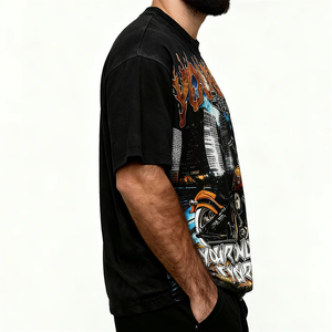 Camiseta Personalizada de Alta Calidad, Estampado Digital Gráfico Extra Grande, Hombros Caídos, Algodón, Ropa Urbana para Hombre, Impresión en Pantalla DTG - Product Image 3