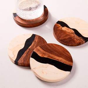 Posavasos de Resina de Madera de Pino Natural Únicos, Posavasos Cuadrados Ecológicos, Portavasos Rústicos de Madera, Decoración Creativa para Mesa - Product Image 6