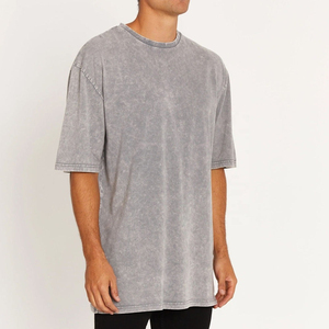 T-shirt Homme Personnalisé 100% Coton Tricoté Délavé à l'Acide et à la Pierre Coupe Slim Grammage Lourd 200 g/m² Séchage Rapide Respirant Épaules Tombantes - Product Image 3