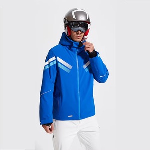 Chaqueta de esquí y snowboard para hombre, impermeable, cortavientos, con bloques de color naranja, azul real, negro, verde azulado y blanco, con capucha y faldón antipolvo Gore-Tex - Product Image 5