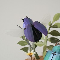 [4R] Kit de Manualidades Creativas de Escarabajo Tallado en Papel con Impresión 3D de Animales, Ensamblaje sin Pegamento, Personalizable, Miniatura