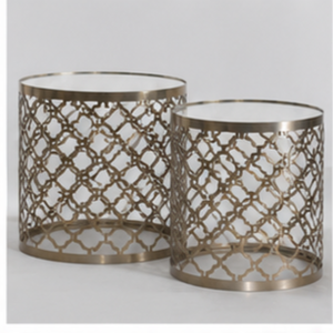 Modern Round Metal Coffee <b>Table</b> with Glass Top <b>Nesting</b> Design Living Room Furniture Decorative Accent <b>Table</b> - Product Image 3