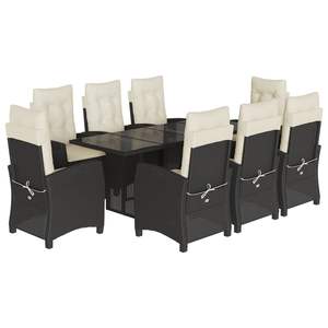 Juego de Comedor para Jardín en Negro y Blanco Crema - Product Image 2