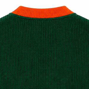 FAMU Custom Green & Orange Acrylic Knit Varsity <b>Cardigan</b> <b>Sweater</b> Chenille Lettering Unisex Sorority Letterman <b>Cardigan</b> - Product Image 5