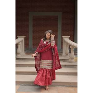 Chiffon Party Wear Suit Set with <b>Sequins</b> & Thread Embroidered Work - Product Image 6