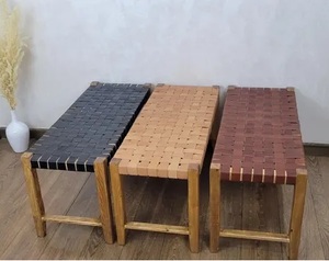 Banc en bois marocain moderne fait main, tabouret berbère, banc d'entrée pour appartement, siège d'appoint écologique - Product Image 3