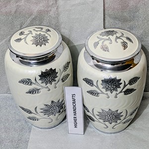 Sunflower Engraved Premium Metal <b>Urns</b> - <b>Large</b> Adult Cremation <b>Urn</b> for Human Ashes - Handcrafted India Funeral <b>Urns</b> Supplies Bulk - Product Image 3