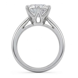 Bague de fiançailles classique solitaire avec diamant rond naturel de 2 carats en or blanc - Product Image 3
