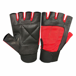 TRIMPO SPORTS Red <b>Half</b> Finger Fitness Gloves Mesh PU Leather Non <b>Slip</b> Breathable Pull Gym Weight Lifting Training Unisex Pink - Product Image 2