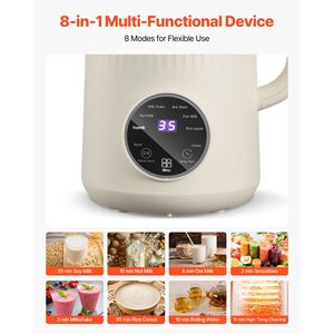 Macchina per Latte Vegetale 8 in 1, 41 oz, per Latte di Soia, 10 Lame, per Succhi di Frutta e Frullati, Struttura in Plastica, Interfaccia in Tedesco - Product Image 2