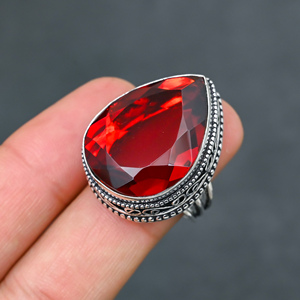 Magnifique Bague Tendance Moderne en Grenat Rouge, en Argent Sterling 925 Massif, Bijoux Faits Main, Vente en Gros Direct Usine - Product Image 3