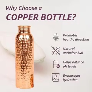 Copper Water Bottle Floral Design 1000ml Portable Travel Tumbler Eco Friendly <b>Drinkware</b> - Product Image 5