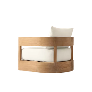 Silla de Jardín de Madera para Exteriores, Asiento Acolchado para Patio, Muebles de Sofá de Ratán Modernos para Balcón, Jardín, Playa - Product Image 3