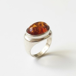 Bague unisexe en argent sterling 925 avec ambre baltique naturel, faite à la main, bijoux en pierres précieuses pour la vente en gros - Product Image 2