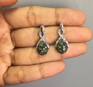 1.39 Cttw Round Cut White & Multi Color Natural Diamond <b>Stud</b> Earrings for Women in 925 <b>Sterling</b> <b>Silver</b>, Push Back - Product Image 2