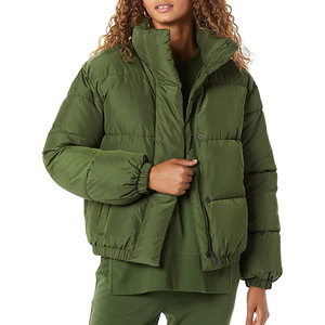 WOMENS SHORT <b>PUFFER</b> <b>JACKET</b> TRENDY <b>CROPPED</b> FIT QUILTED WINTER COAT WARM PADDED OUTERWEAR STREET FASHION OEM ODM WHOLESALE APPAREL - Product Image 6
