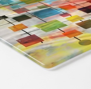 Tabla de Cortar Rectangular Moderna con Diseño Artístico de Patrón Cuadrado Colorido Abstracto - Product Image 4