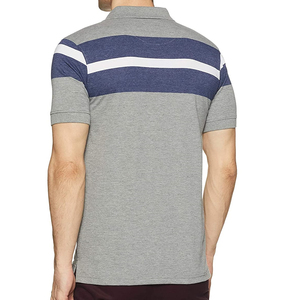 Polo de Manga Corta a Rayas Gris Azul Blanco para Hombre, Jersey de Algodón, Tejido de Punto, Casual, Transpirable, Corte Regular - Product Image 2
