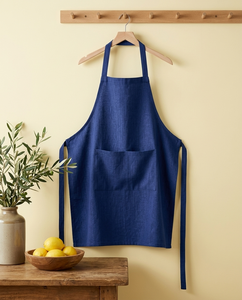 Delantal de Lino Azul Ecológico, Ligero y Duradero, con Bolsillos Ajustables y Correa Tejida, para Cocina, Jardinería, Reutilizable, Uso Diario - Product Image 2
