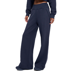 Cropped Turtleneck Coverup and Wide Leg Sweatpants Set Women 2 piece Cotton French Terry <b>Lounge</b> Set Custom Factory Wholesale OEM - Product Image 5