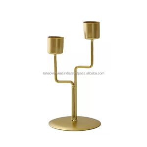 Latest Style High Quality Black & Gold Plated <b>Iron</b> Candle Stand Ideal for Elegant Home Decor & Celebrations at Competitive Price - Product Image 1