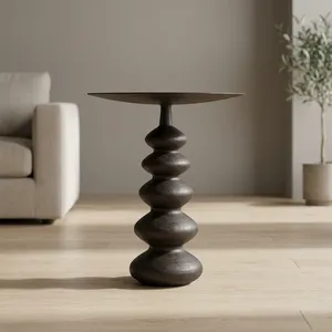 Table basse ronde en bois moderne, design minimaliste, fabrication artisanale, meubles de salon, table d'appoint pour usage domestique - Product Image 2