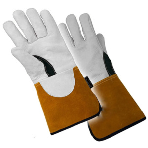 Reinforced Cowhide Grain & Split Leather Tig Welding Gloves CE Certified <b>Fire</b> Proof Anti-Slip Industrial Safety Heavy Duty Glove - Product Image 2