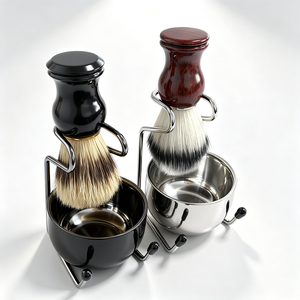 Juego de Brochas de Afeitar de Lujo Personalizadas con Pelo de Pelo de Mapache Sintético, Tazón de Acero Inoxidable y Soporte de Seguridad - Kits de Afeitar Premium - Product Image 5