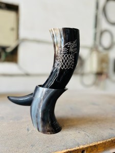 High Quality Durable Handmade Love Style Viking Buffalo Horn Drinking Horn Stand Customizable Logo for Business Gift Low Price - Product Image 6