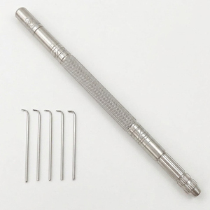 Kit d'aiguilles de ventilation en métal argenté sur mesure, fabriqué en usine, avec 5 aiguilles, pour la pose d'extensions capillaires, de toupets et de perruques en dentelle, outil de fabrication - Product Image 1