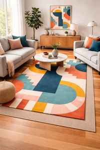 Tapis abstrait tufté en laine de luxe fait main, à poils coupés, pour salon et chambre, moderne, 1 pièce, adapté aux animaux domestiques, antidérapant, à poils courts - Product Image 3