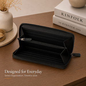 Premium Handmade Genuine Leather Floral Tooled <b>Zip</b> Around <b>Wallet</b> for Women | RFID Leather Clutch Organizer Purse | Vintage - Product Image 4