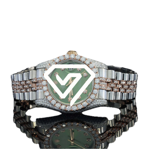 41MM <b>Chronograph</b> Style Moissanite Diamond Watch Two Tone Rose Gold Full Pave Luxury Iced Out Watch - Product Image 4