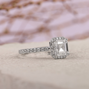 Anillo de Compromiso y Boda Minimalista para Mujer Henssy Asscher Halo, Oro 10K/14K/18K, Diamante Cultivado en Laboratorio de 1-5CT, Color D, VS1, Corte EX, Certificado IGI - Product Image 2