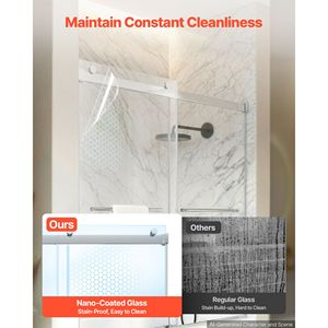 Puerta Corredera de Ducha sin Marco, 60'' de Ancho x 60'' de Alto, Vidrio Templado Transparente de 5/16'', Acabado Plateado - Product Image 5