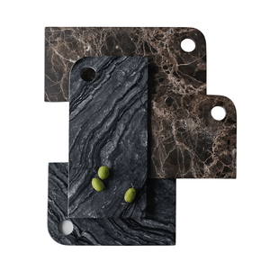 Planche à découper artisanale en bois et marbre avec plateau rectangulaire décoratif et poignée - Product Image 6