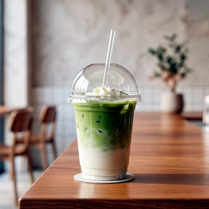 Transparent PP <b>Plastic</b> <b>Cups</b> Cold Beverages <b>Cups</b> With Dome Lids 95mm For Matcha Coffee Takeaway - Product Image 1