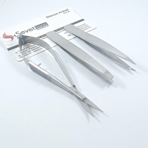 Pince à épiler dorée 3 pièces la plus demandée pour sourcils, avec pointe inclinée et ciseaux à ressort à lame droite, personnalisable avec logo - Product Image 5
