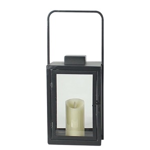 Venta al por Mayor de Fábrica: Farol de Metal y Vidrio con Acabado Negro Mate, Farol de Metal para Velas, Decoración de Interiores y Exteriores, Personalizable - Product Image 1