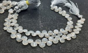 Natural Grey Moonstone Faceted Heart Beads For Jewelry Making 7-8MM Grey Moonstone Faceted Gemstone Heart Shape Beads Wholesaler - Product Image 2