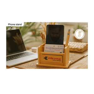 Organisateur de bureau promotionnel en bois naturel avec personnalisation et impression pour la remise des diplômes et Noël - Product Image 5