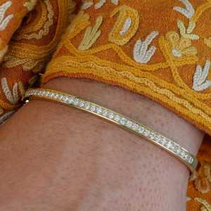 Pulsera de Zirconia, Regalo de Aniversario para Ella, Plata de Ley 925, Chapado en Oro de 14K, Joyería Moderna de Lujo Personalizable - Product Image 1