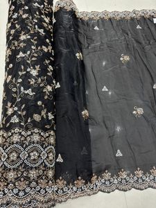 Hand Made Embroidered Floral Silk Fabric Luxury Beaded <b>Sequin</b> Indian Fabric Use for Bridal Lehenga Saree and Dress <b>Material</b> - Product Image 2