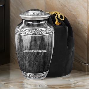 Urnes funéraires décoratives noires pour cérémonies commémoratives, design classique, couleur personnalisée, pots funéraires en métal pour cendres. - Product Image 6