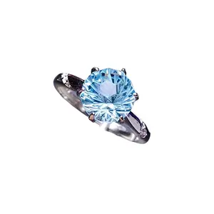2023 New design ring millennium fancy cut diamond Y2K ring shallow aquamarine topaz ring