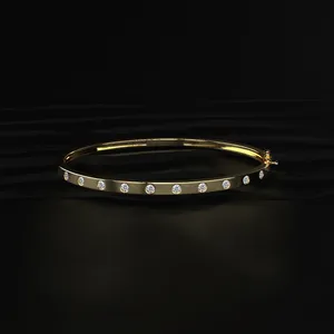 Elegante Brazalete de Diamantes Cultivados en Laboratorio, Color E, Claridad VVS-VS, Certificado IGI, Chapado en Oro de 10/14/18 Quilates, Moderno para Mujer - Product Image 1